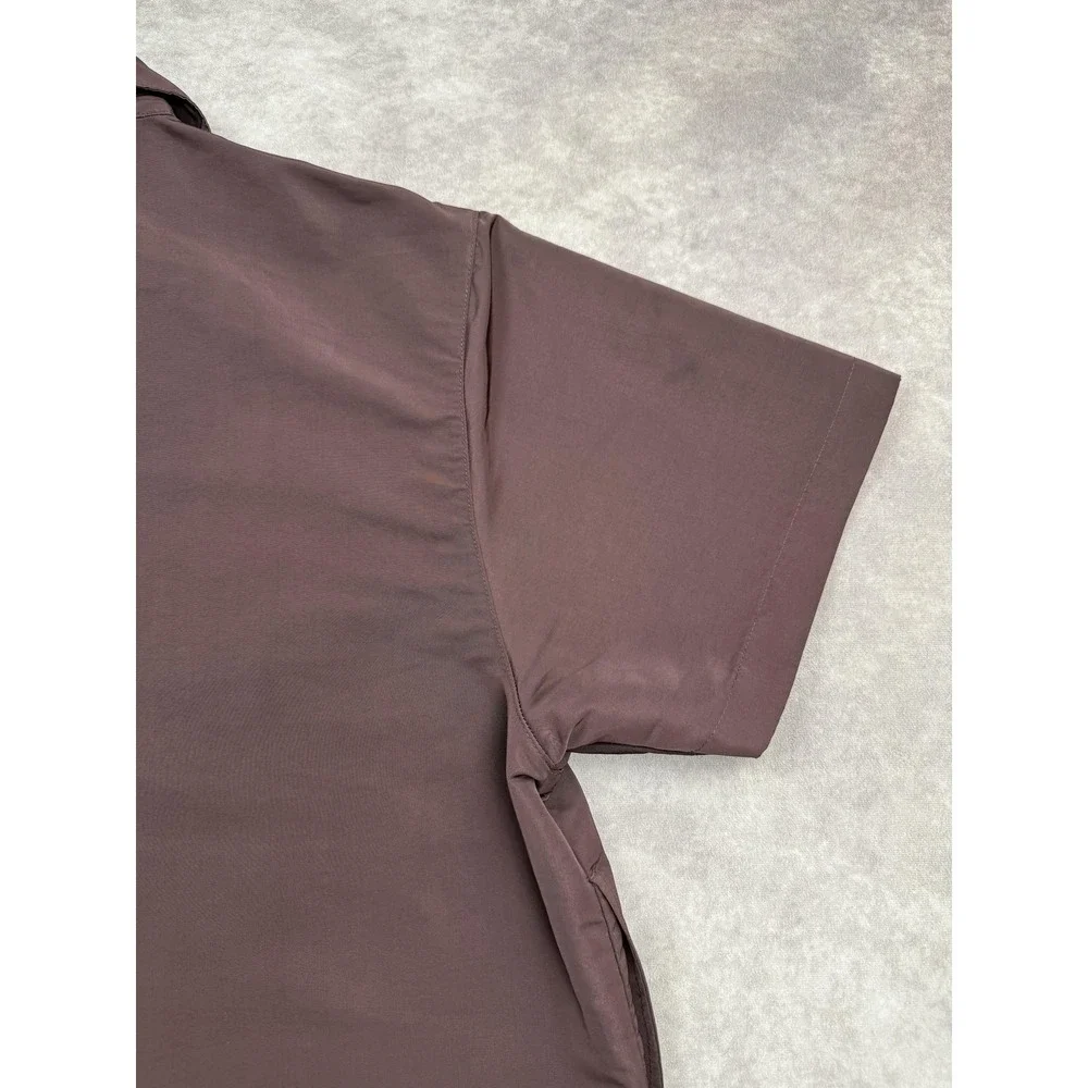 Jordan x A Ma Maniére Shirt Mens Large Maroon Snap Front Short Sleeve DV7460-263